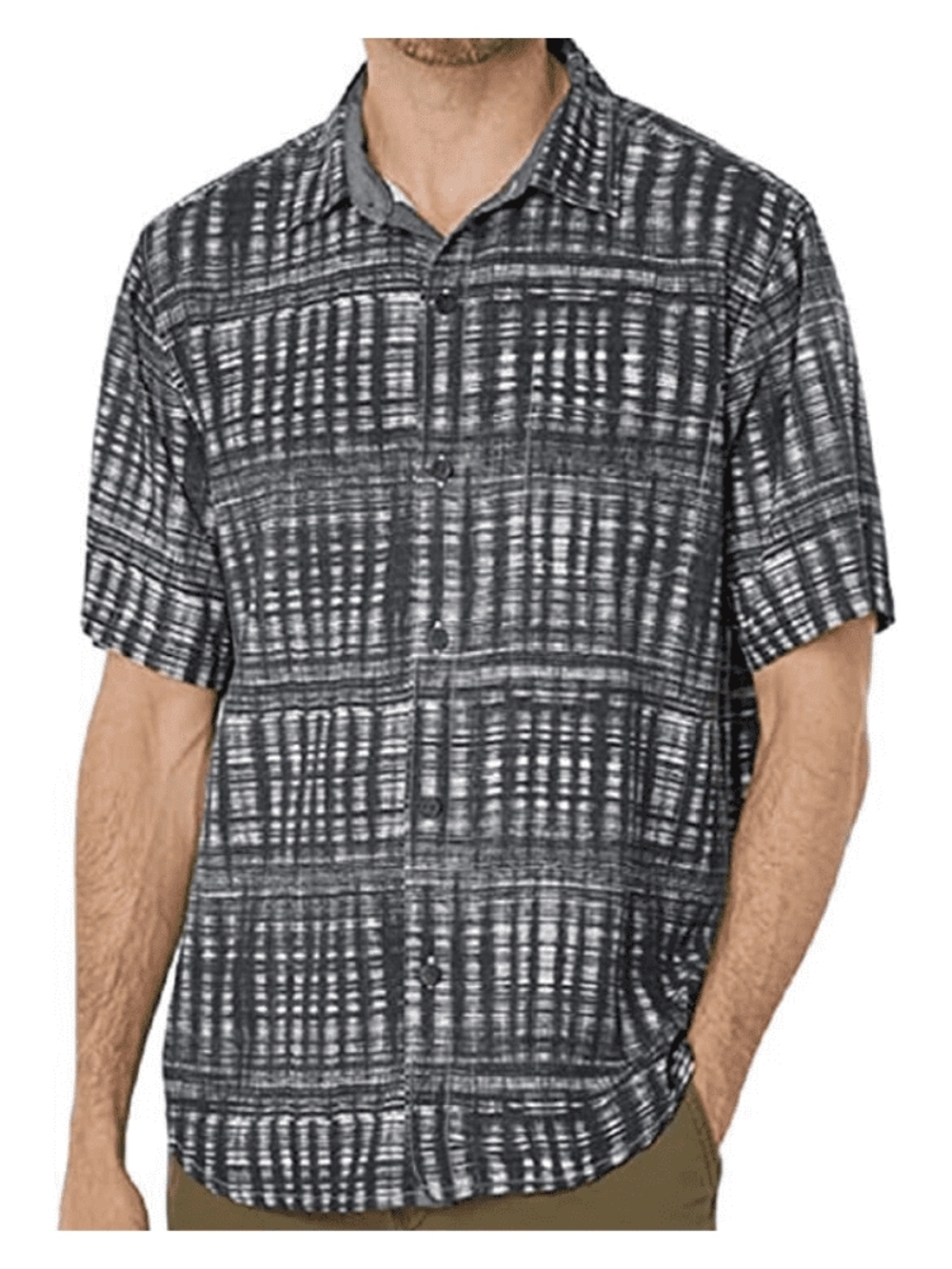 Tommy Bahama Black and Gray Short-Sleeve Button-Down Shirt